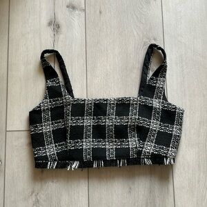 NWT House of Harlow 1960 plaid tweed crop top // Size Medium